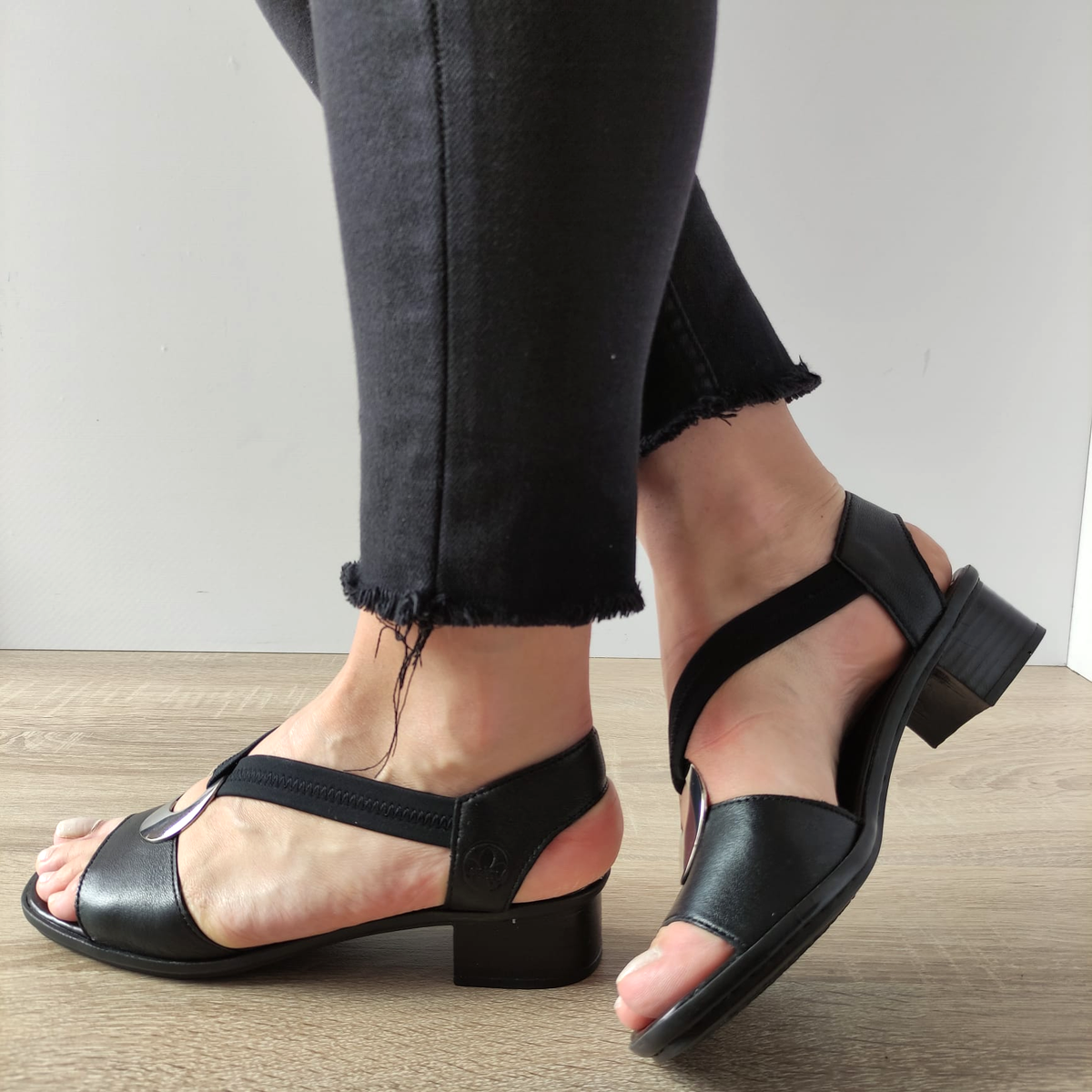 SANDALE CASUAL DAMA RIEKER 62662-01 NEGRE - imagine 5