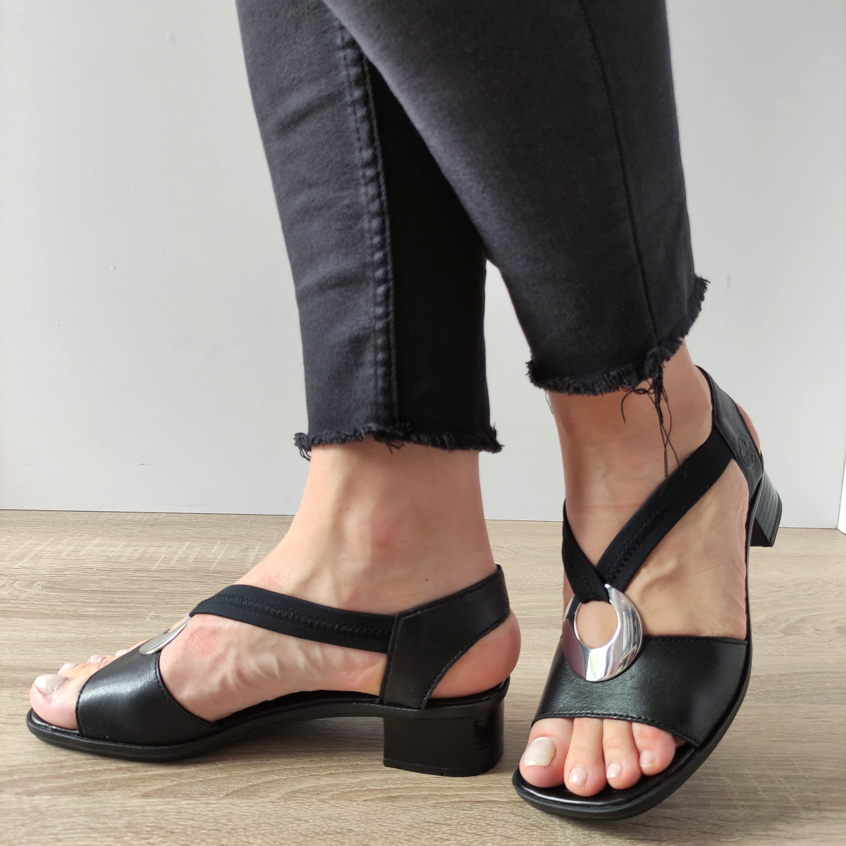 SANDALE CASUAL DAMA RIEKER 62662-01 NEGRE - imagine 2