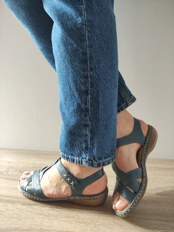 SANDALE CASUAL DAMA RIEKER 65919-12 ALBASTRE DENIM - imagine 5