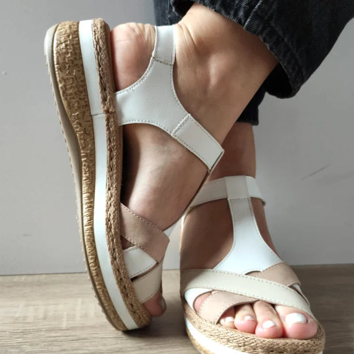 SANDALE CASUAL DAMA RIEKER V0919-80 ALBE CU BEJ