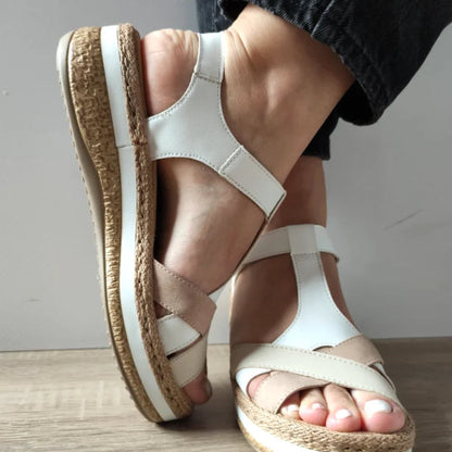 SANDALE CASUAL DAMA RIEKER V0919-80 ALBE CU BEJ