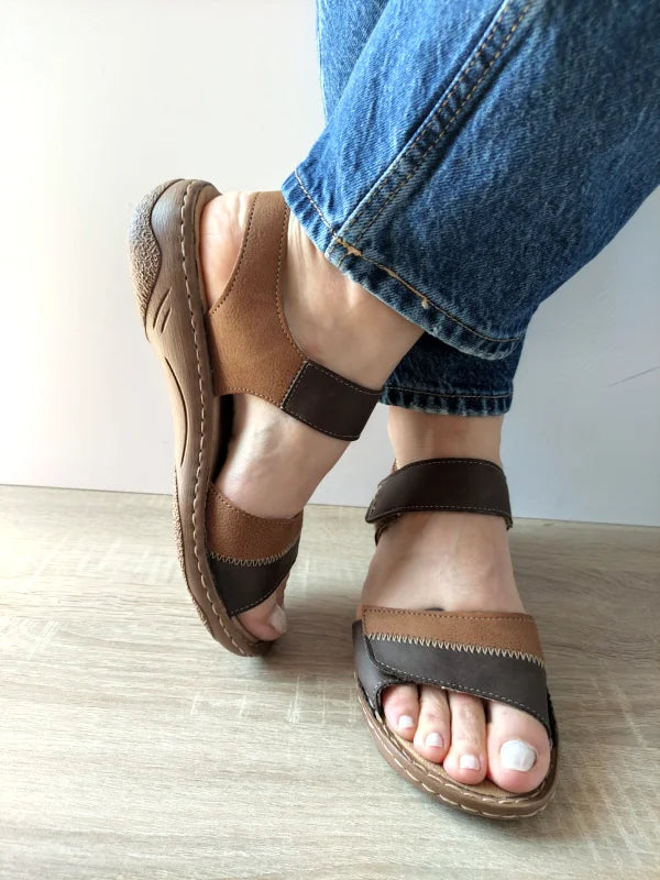 SANDALE CASUAL DAMA RIEKER V2860-24 MARO + CAMEL - imagine 4
