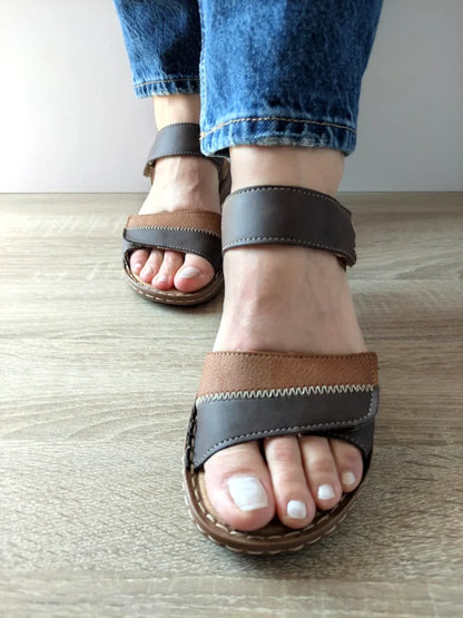 SANDALE CASUAL DAMA RIEKER V2860-24 MARO + CAMEL