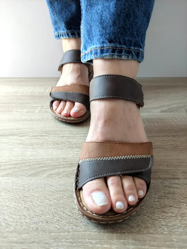 SANDALE CASUAL DAMA RIEKER V2860-24 MARO + CAMEL - imagine 5