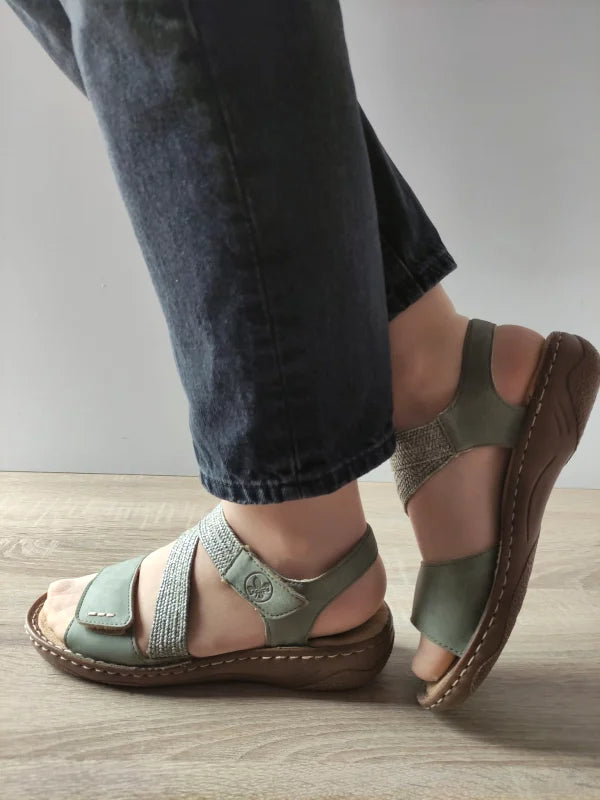 SANDALE CASUAL DAMA RIEKER V2862-52 VERDE KAKI - imagine 5