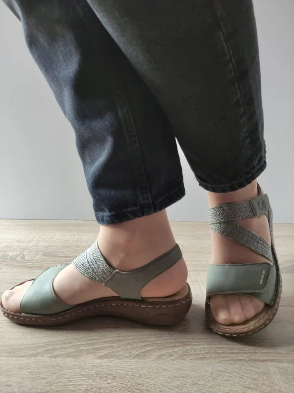 SANDALE CASUAL DAMA RIEKER V2862-52 VERDE KAKI - imagine 2
