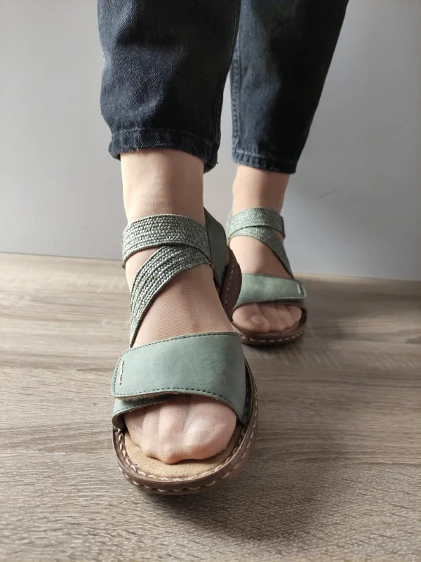 SANDALE CASUAL DAMA RIEKER V2862-52 VERDE KAKI - imagine 3