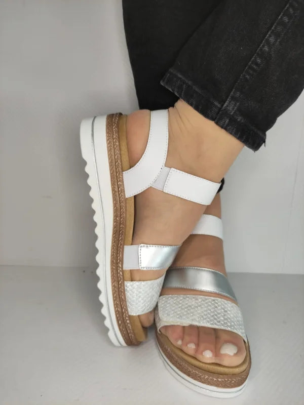 SANDALE CASUAL DAMA REMONTE D0Q55-90 ALBE CU ARGINTIU - imagine 3