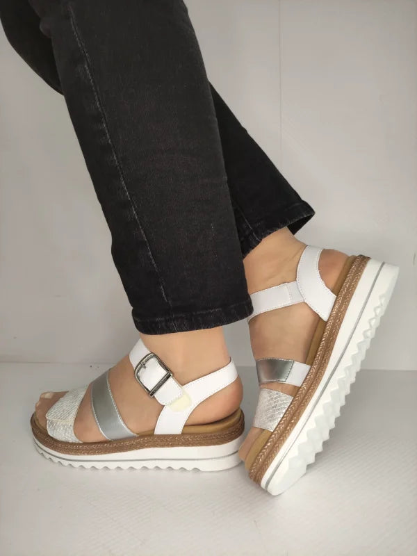 SANDALE CASUAL DAMA REMONTE D0Q55-90 ALBE CU ARGINTIU