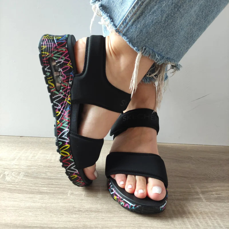 SANDALE CASUAL DAMA SKECHERS 164028 BBK
