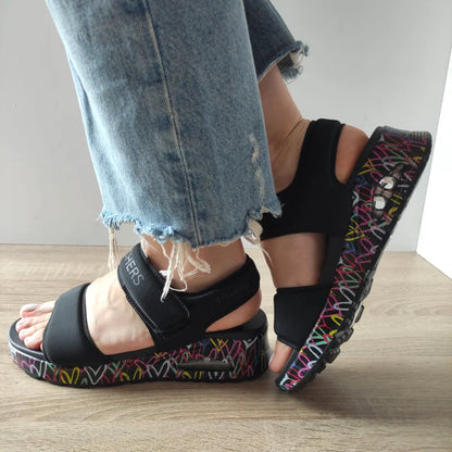 SANDALE CASUAL DAMA SKECHERS 164028 BBK