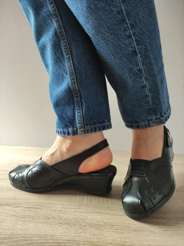 SANDALE CASUAL DAMA SUAVE 0019PT ROMA 01-N NEGRE