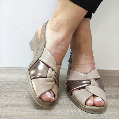 SANDALE CASUAL DAMA SUAVE 0026 03-N BEJ + PLATINE