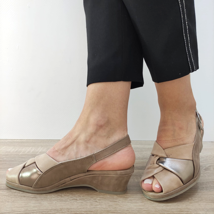 SANDALE CASUAL DAMA SUAVE 0026 03-N BEJ + PLATINE