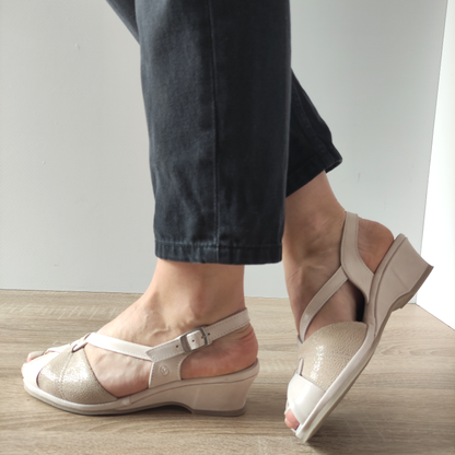 SANDALE CASUAL DAMA SUAVE 0065T ROMA 52-2 CREM CU BEJ
