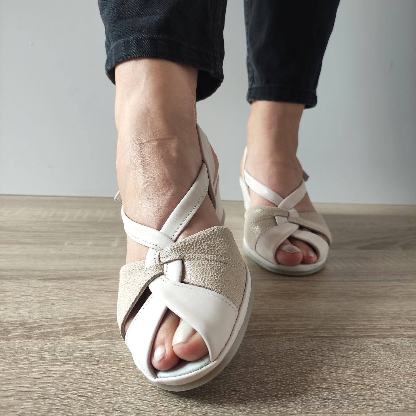 SANDALE CASUAL DAMA SUAVE 0065T ROMA 52-2 CREM CU BEJ