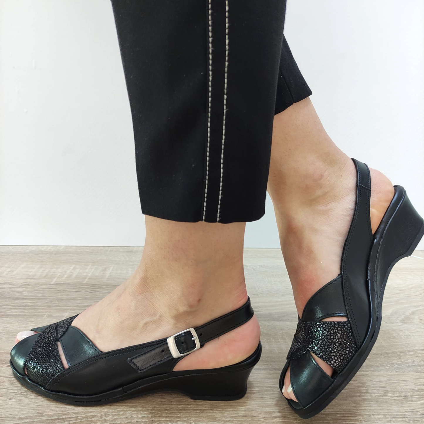 SANDALE CASUAL DAMA SUAVE 0111 ROMA 01-N NEGRE