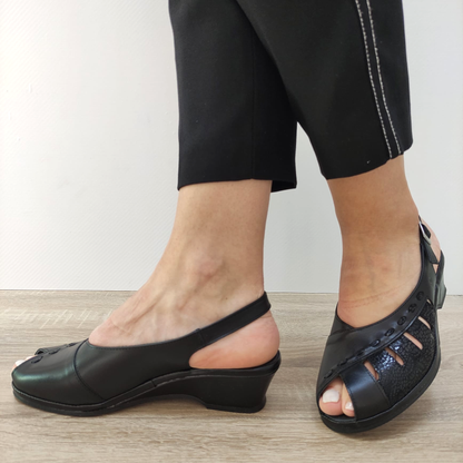 SANDALE CASUAL DAMA SUAVE 0290 ROMA 01-N NEGRE