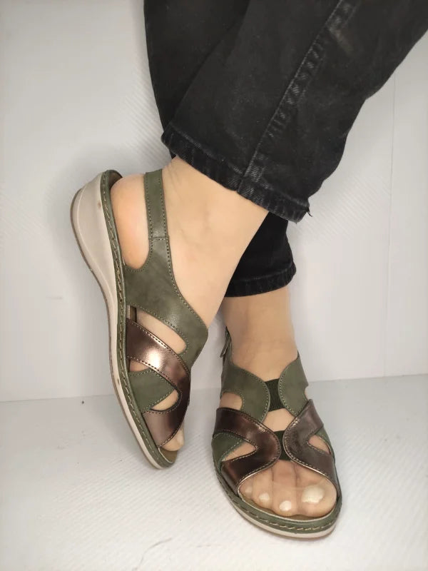 SANDALE CASUAL DAMA SUAVE 0900T PARIS 40-N KAKI CU BRONZ - imagine 4