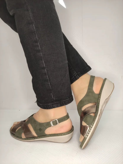 SANDALE CASUAL DAMA SUAVE 0900T PARIS 40-N KAKI CU BRONZ