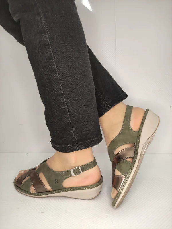 SANDALE CASUAL DAMA SUAVE 0900T PARIS 40-N KAKI CU BRONZ - imagine 5