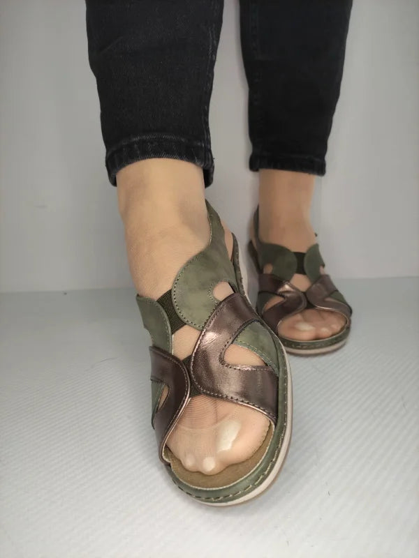 SANDALE CASUAL DAMA SUAVE 0900T PARIS 40-N KAKI CU BRONZ - imagine 6