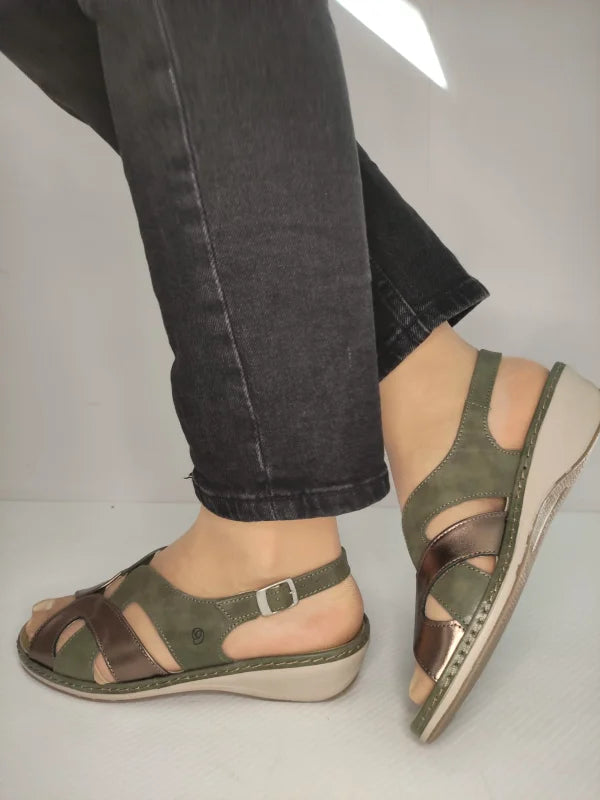 SANDALE CASUAL DAMA SUAVE 0900T PARIS 40-N KAKI CU BRONZ - imagine 2