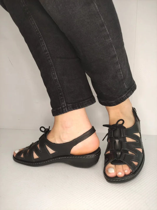 SANDALE CASUAL DAMA SUAVE 0904PT PARIS 01-N NEGRE