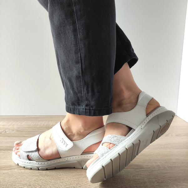 SANDALE CASUAL DAMA SUAVE 12500T MOSTAR 13-N ALBE CU ARGINTIU - imagine 3