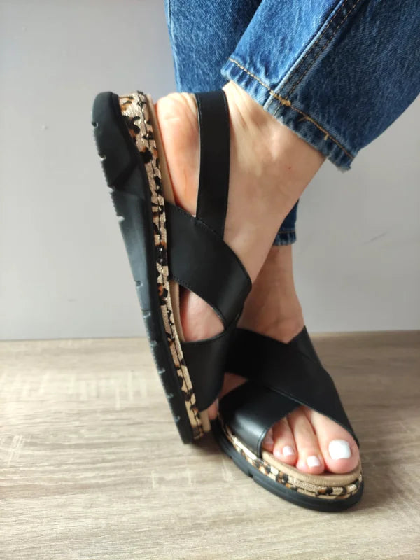 SANDALE CASUAL DAMA SUAVE 12505VT MOSTAR 01-N NEGRE CU LEOPARD - imagine 4