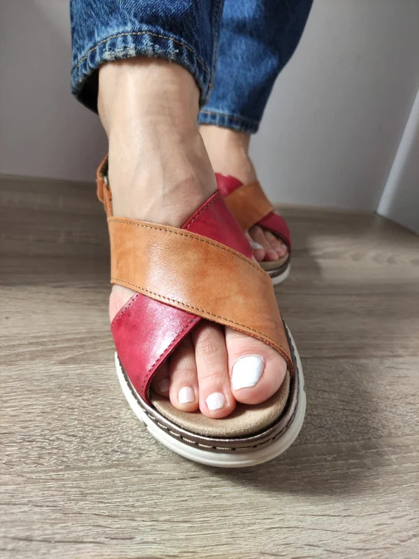 SANDALE CASUAL DAMA SUAVE 12505VT MOSTAR 55-N CARAMIZII CU ROSU - imagine 3