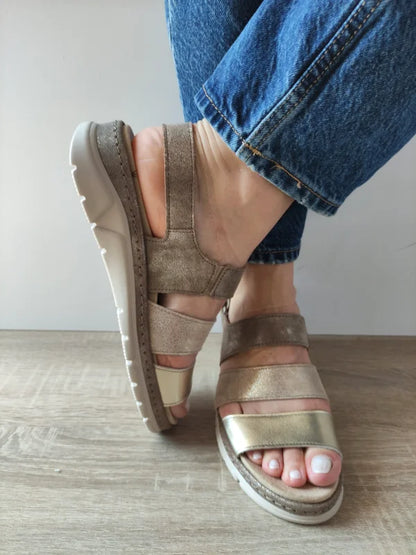 SANDALE CASUAL DAMA SUAVE 12511T MOSTAR H6-1 AURII + METALIC