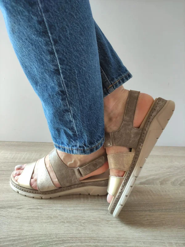 SANDALE CASUAL DAMA SUAVE 12511T MOSTAR H6-1 AURII + METALIC