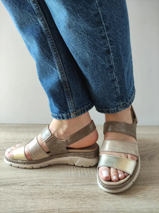 SANDALE CASUAL DAMA SUAVE 12511T MOSTAR H6-1 AURII + METALIC