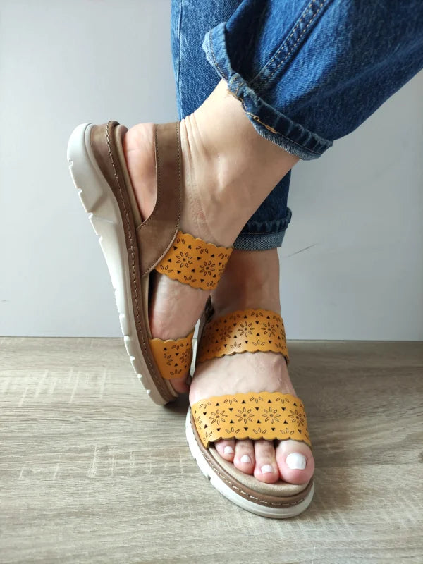 SANDALE CASUAL DAMA SUAVE 12514GT MOSTAR 08-N GALBENE + MARO - imagine 4