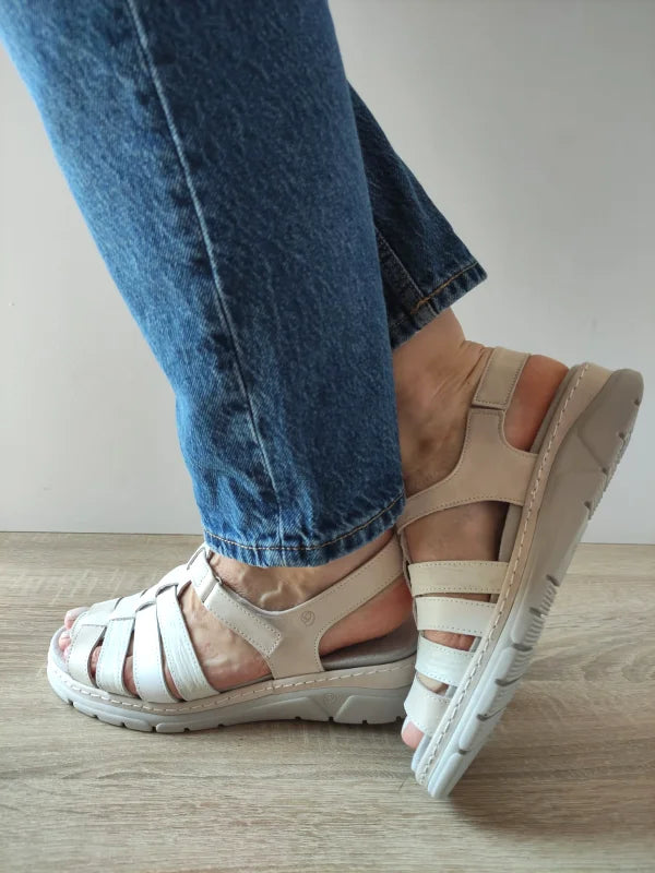 SANDALE CASUAL DAMA SUAVE 12516T MOSTAR 52-N BEJ + ALB + GRI - imagine 3