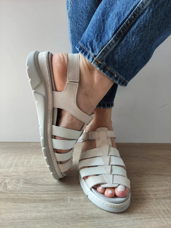 SANDALE CASUAL DAMA SUAVE 12516T MOSTAR 52-N BEJ + ALB + GRI - imagine 4