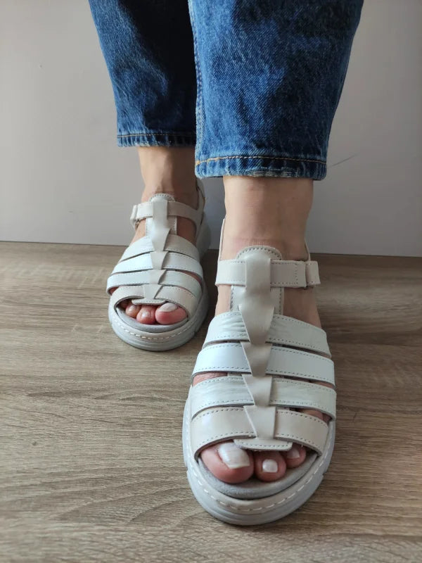SANDALE CASUAL DAMA SUAVE 12516T MOSTAR 52-N BEJ + ALB + GRI - imagine 5