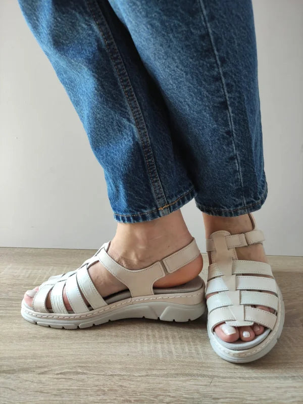 SANDALE CASUAL DAMA SUAVE 12516T MOSTAR 52-N BEJ + ALB + GRI - imagine 2