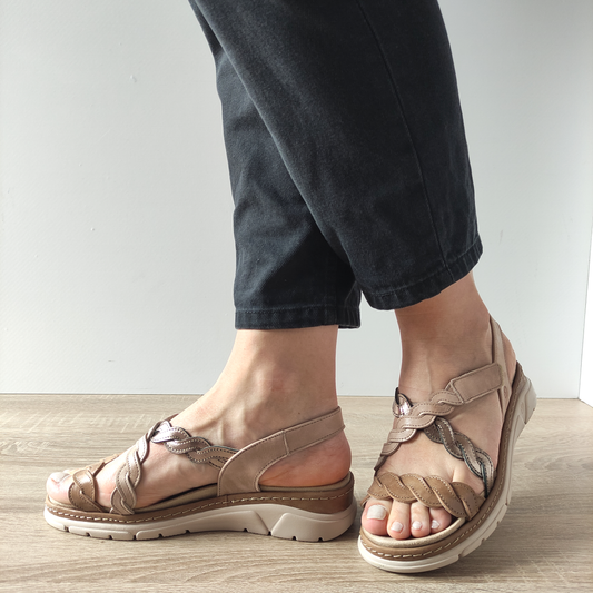 SANDALE CASUAL DAMA SUAVE 12527AVT MOSTAR 97- BEJ + COMB