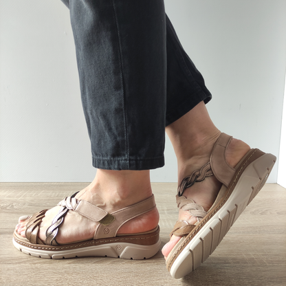 SANDALE CASUAL DAMA SUAVE 12527AVT MOSTAR 97- BEJ + COMB