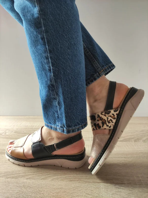 SANDALE CASUAL DAMA SUAVE 12535T MOSTAR 45-N NEGRE PLUS COMB - imagine 3