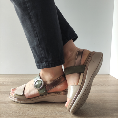 SANDALE CASUAL DAMA SUAVE 18004AT AZORES 97-N BEJ CU VERDE