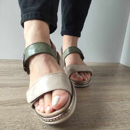 SANDALE CASUAL DAMA SUAVE 18004AT AZORES 97-N BEJ CU VERDE