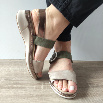 SANDALE CASUAL DAMA SUAVE 18004AT AZORES 97-N BEJ CU VERDE