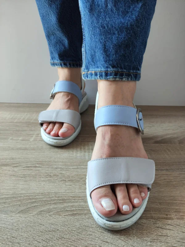 SANDALE CASUAL DAMA SUAVE 18004AT AZORES H1-N GRI + BLEU - imagine 4