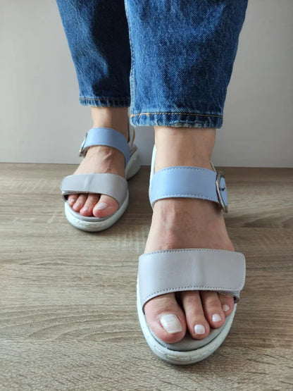 SANDALE CASUAL DAMA SUAVE 18004AT AZORES H1-N GRI + BLEU