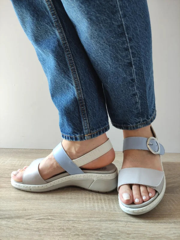 SANDALE CASUAL DAMA SUAVE 18004AT AZORES H1-N GRI + BLEU - imagine 2