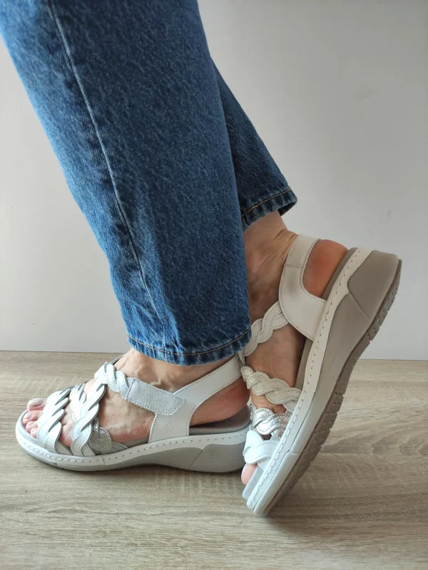 SANDALE CASUAL DAMA SUAVE 18005AT AZORES 13-N ALBI + ARGINTIU