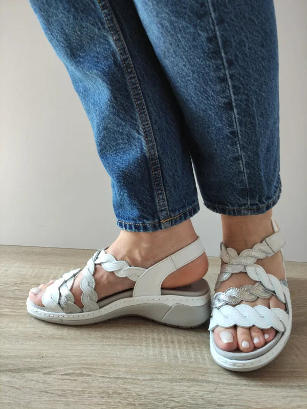 SANDALE CASUAL DAMA SUAVE 18005AT AZORES 13-N ALBI + ARGINTIU - imagine 2